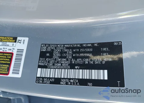 2025 Toyota Grand Highlander Hybrid Platinum Max z USA, uszkodzony, nr VIN 5TDADAB58SS020326